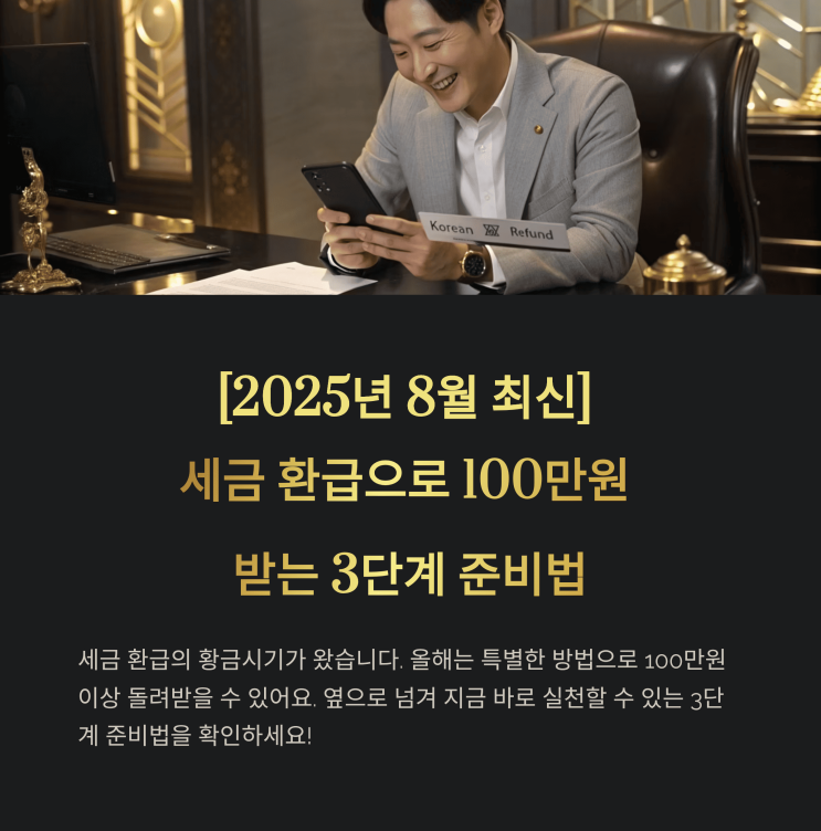  [2025년 8월 최신] 세금 환급으로 100만 원 받는 3단계 준비법