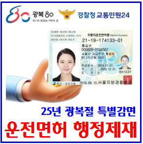  2025년 광복절 운전면허 행정제재처분 (ft. 특별감면 대상자 확인방법) : 조회, 음주운전, 벌점삭제, 정지취소, 집행면제, 재취득, 결격기간, 시험응시, 범칙금, 벌금과태료