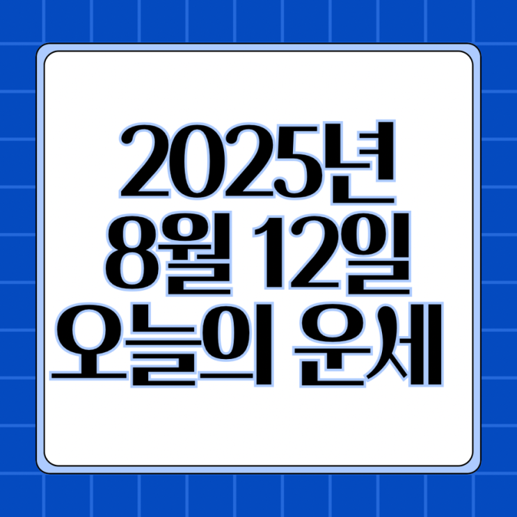  2025년 8월 12일 운세 오늘의운세 띠별운세