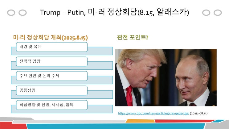 트럼프-푸틴 대통령, 미-러 <b>정상회담</b> (202.8.15, <b>알래스카</b>)... 