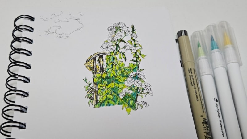 다이소 | 라인드로잉 : 사쿠라 피그마 마이크론 micron / 수채 브러쉬펜 / 스케치북 후기