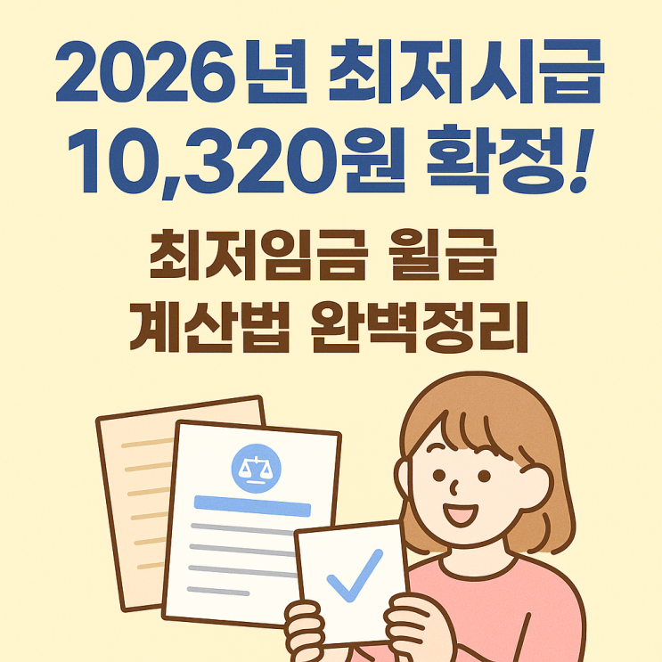  2026년 최저시급·최저임금 확정! 월급 계산법과 적용 기준 한 번에