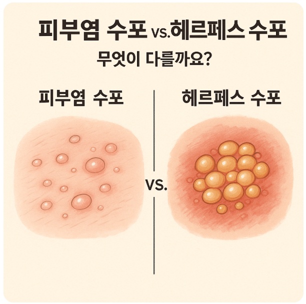  피부염 수포 vs  헤르페스 수포  혼동하기 쉬운 두 질환의 원인·증상·치료·관리법 총정리