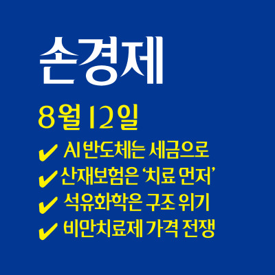  손경제 / AI 반도체는 세금으로, 산재보험은 ‘치료 먼저’, 석유화학은 구조 위기, 비만치료제는 가격 전쟁 시작/  20250812(화)