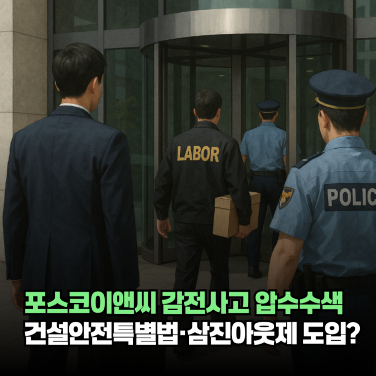 포스코이앤씨 감전사고 <b>압수수색</b>…건설<b>안전</b>특별법·삼진아웃제... 