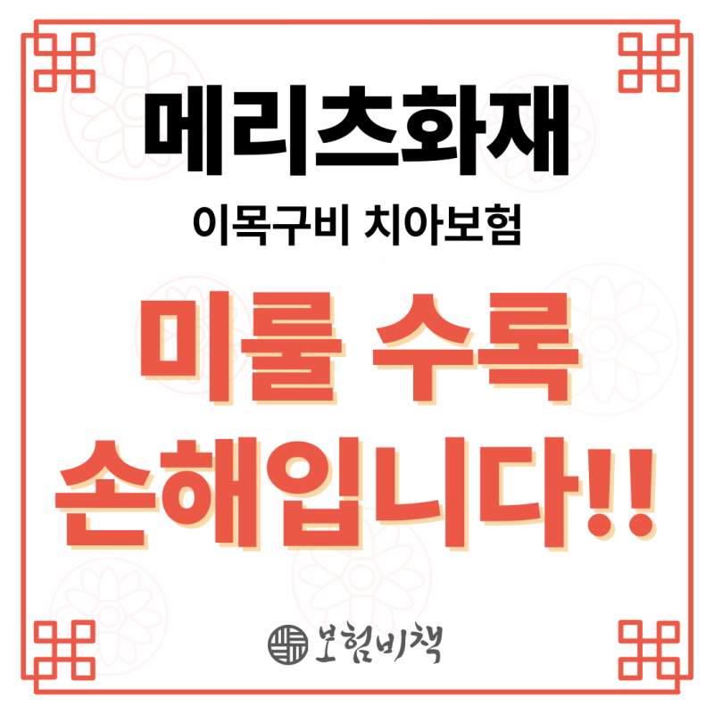 미룰수록 손해 메리츠화재 이목구비 치아보험