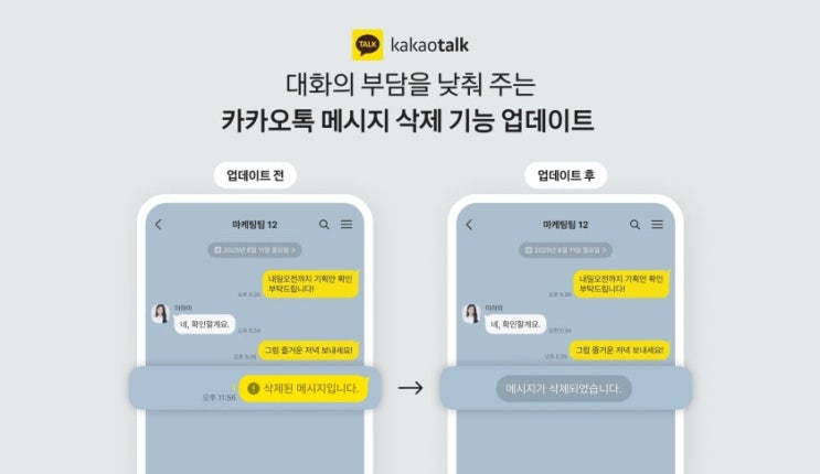  카카오톡 메시지 삭제 5분→24시간 확대 삭제자 특정 불가로 변화