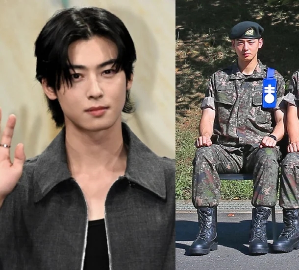 <b>차은우</b>, 훈련소 첫 근황 공개... ‘군기 바짝’ 조각미남 <b>훈련병</b>