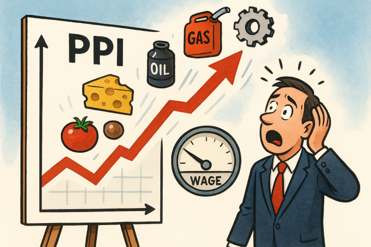  7월 PPI 0.9% 급등 쇼크... '월급 빼고 다 오른다'