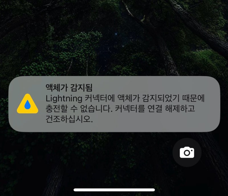 아이폰 액체가 감지됨 Lightning 커넥터에 액체가 감지되었기 때문에 충전할 수 없습니다.
