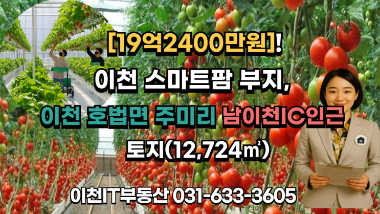   이천 호법면 급매! 12,724 대형 토지, 식품공장·스마트팜 투자 최적지! 