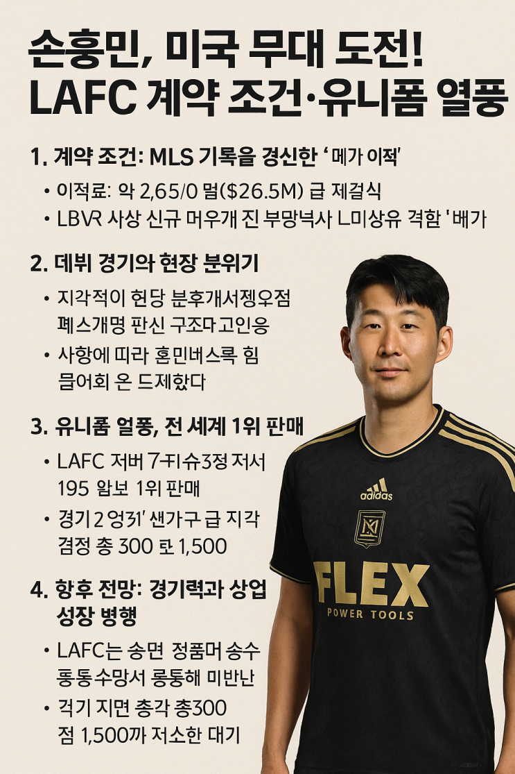 <b>손흥민</b> 미국 무대 도전 LAFC 계약 조건 유니폼 <b>열풍</b> 분석