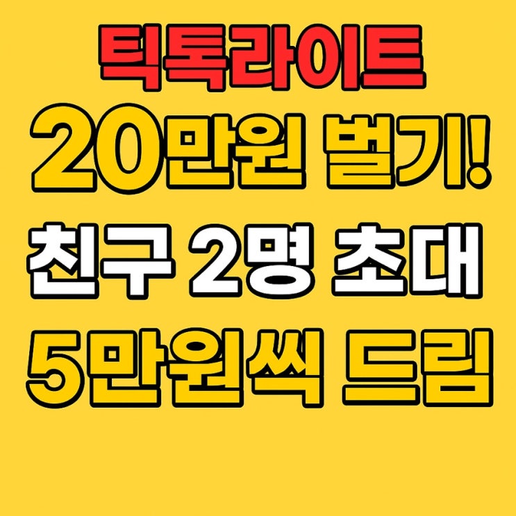  틱톡라이트 20만원 벌기! 친구초대 미션 함께 하실 분 구합니다