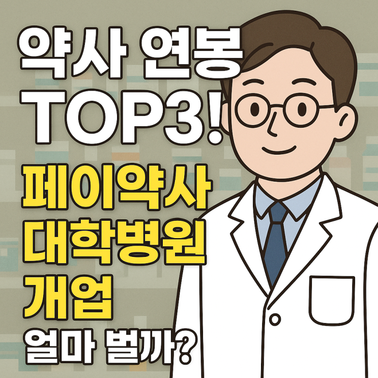  약사 평균 연봉 TOP3! 페이약사 대학병원 개업 월급 수입 얼마?