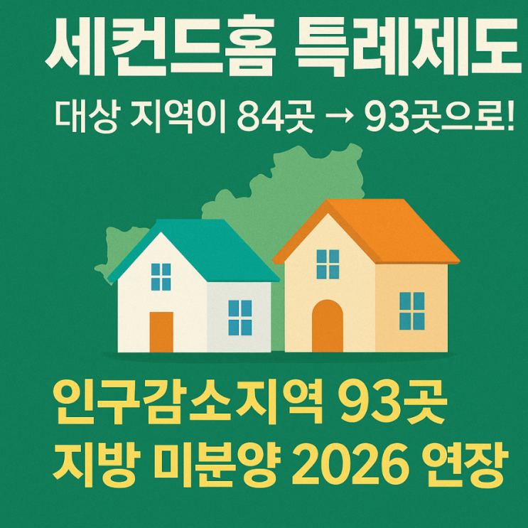 세컨드홈 특례제도, <b>인구감소지역</b> 대상 ( 취득세 감면, 주택수 제외,....