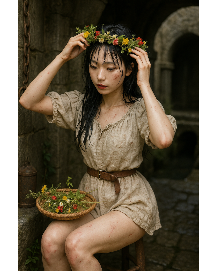  물가의 꽃의 여인들 일러스트