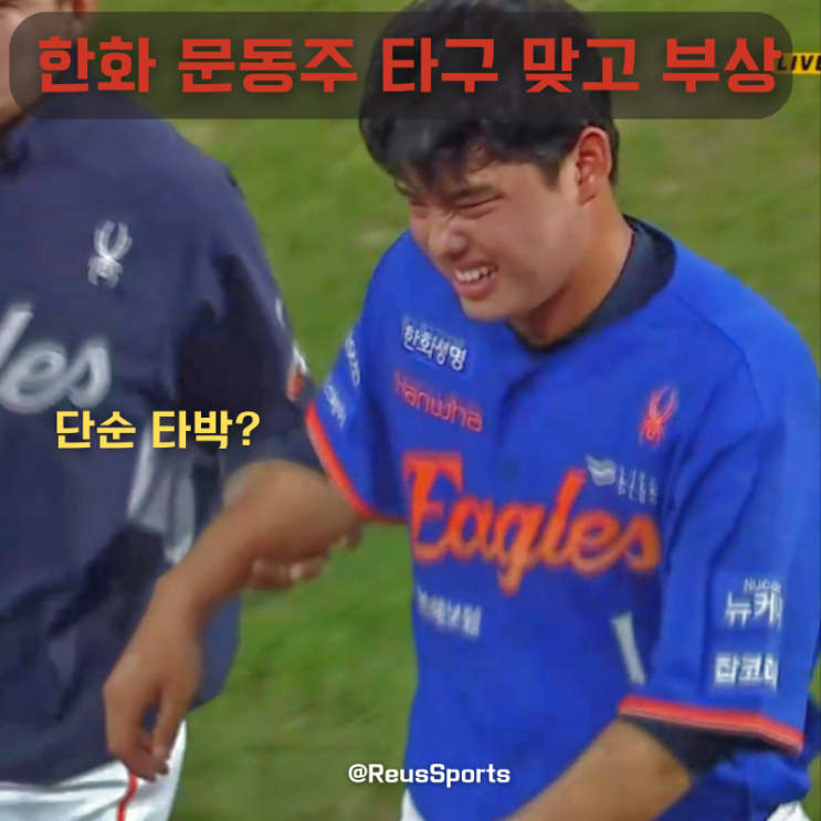 <b>한화</b> <b>문동주</b> 팔에 공 맞았다 부상 단순 타박? 제발 건강해라..