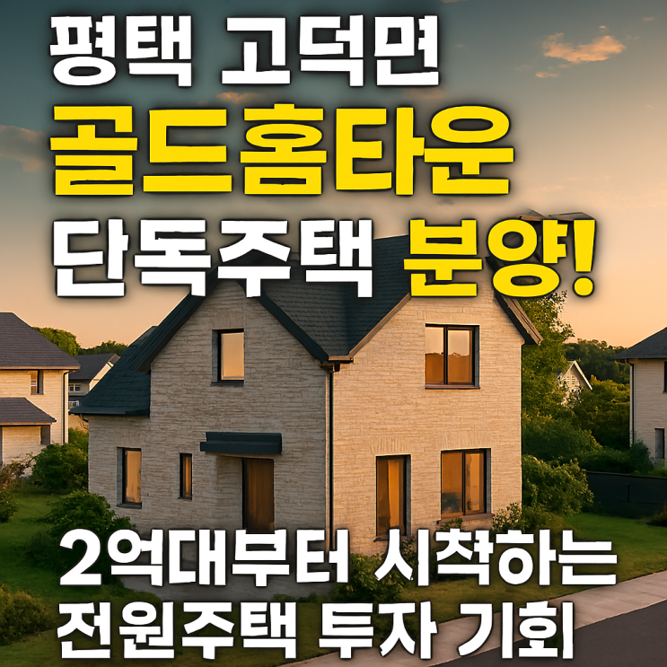   평택 고덕면 골드홈타운 단독주택 분양! 2억대부터 시작하는 전원주택 투자 기회