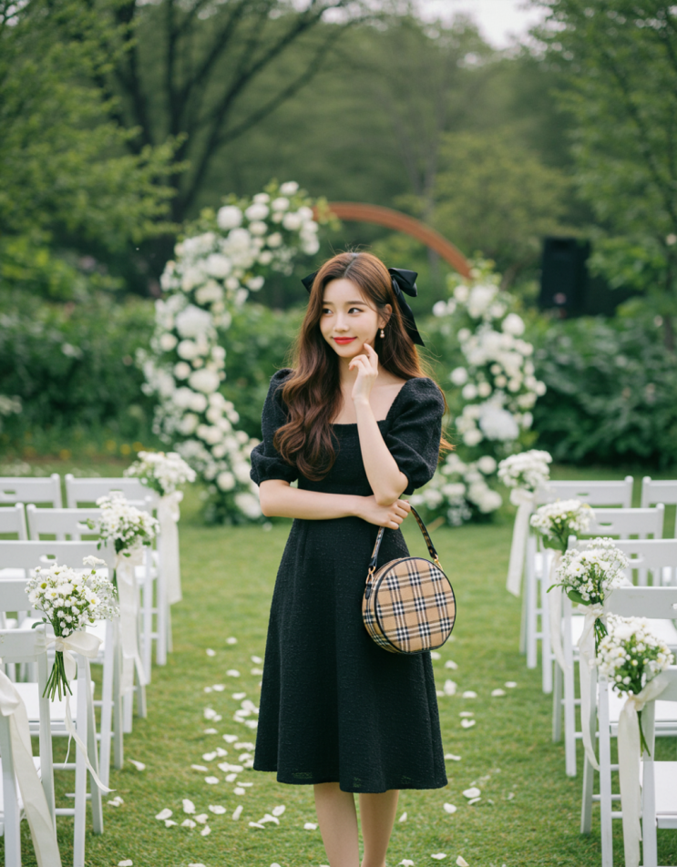  결혼식 신부보다 안 튀고 세련돼 보이는 패션! 여자 하객룩 치트키 검정 원피스 코디 추천