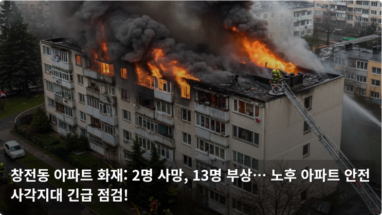  창전동 아파트 화재: 2명 사망, 13명 부상… 노후 아파트 안전 사각지대 긴급 점검!