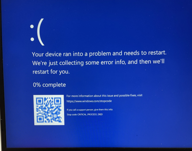  Your device ran into a problem and needs to be restarted 블루스크린 해결 방법, 실제 해결 후기