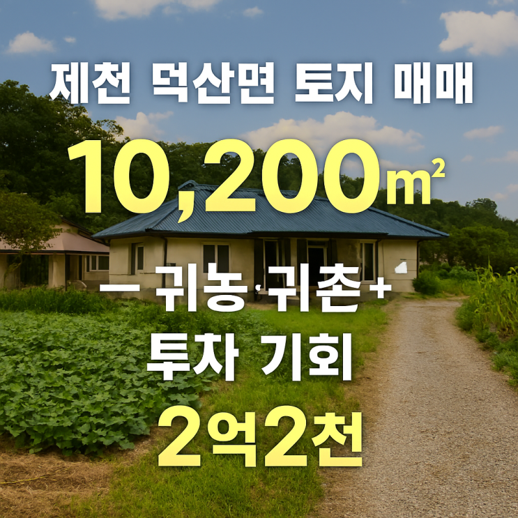  [제천토지] 덕산면  10,209, 2억2천 귀농·귀촌 최적지 매물