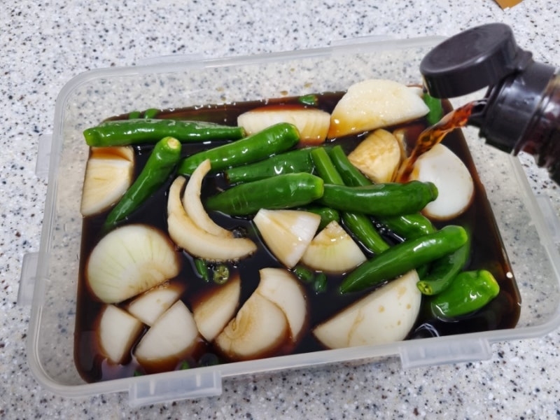 청정원 햇살담은 장아찌 간장소스 초간단 고추양파장아찌 만들기