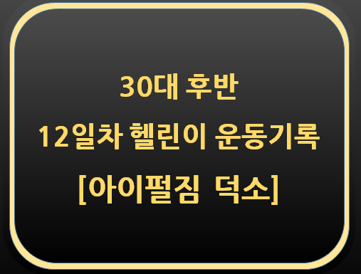  30대 후반 12일차 헬린이 운동기록[아이펄짐 덕소]