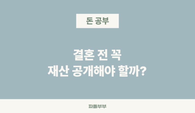  결혼 전 배우자에게 모든 전 재산 자산 공개 vs 비공개