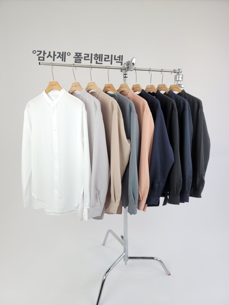남자 폴리셔츠 (오버핏 차이나 카라 실크 남방 / 남성헨리넥 셔츠)