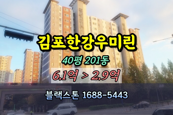  김포한강우미린 경매 40평 201동 김포 장기동아파트