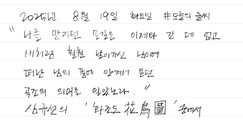 오늘의 글씨 : 심규선의 '화조도' 중에서