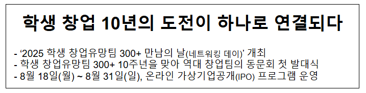  학생 창업 10년의 도전이 하나로 연결되다