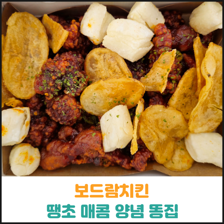  보드람치킨 땡초매콤양념 똥집 후기