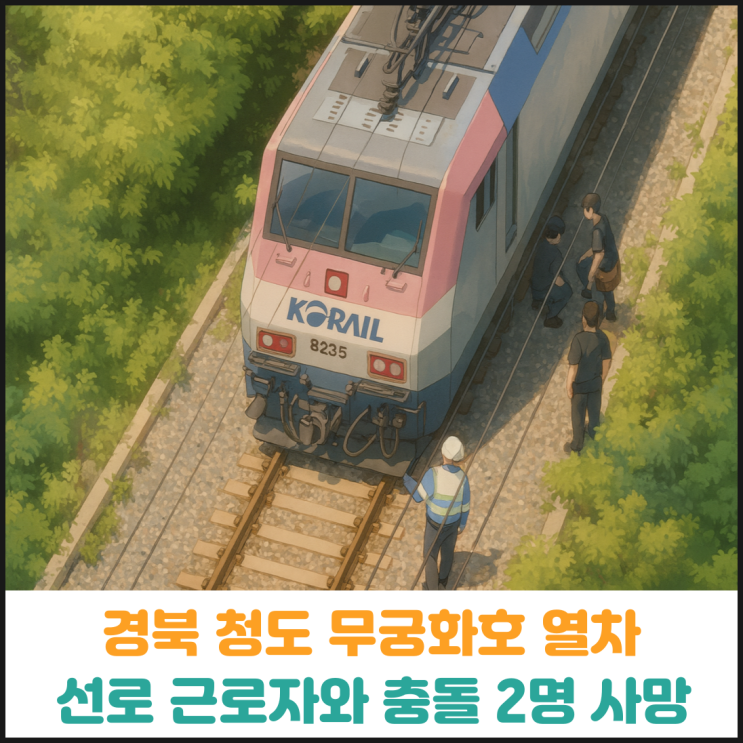 경북 청도 무궁화호 열차, 작업중이던 근로자와 충돌하여 2명 사망