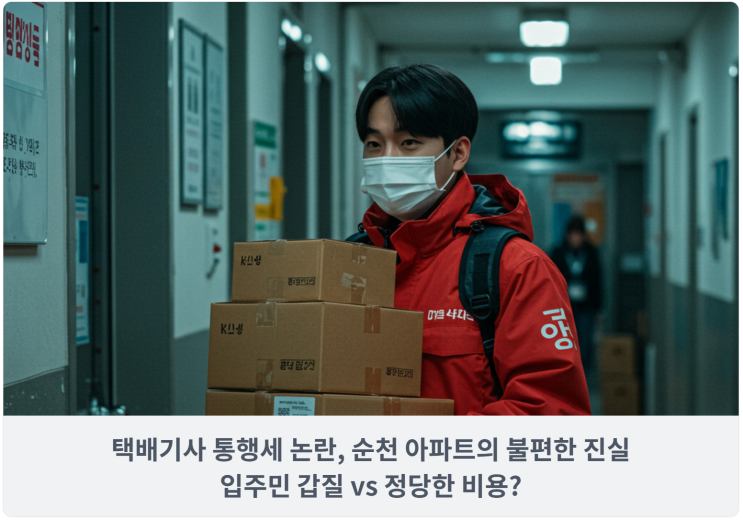  택배기사 통행세 논란, 순천 아파트의 불편한 진실: 입주민 갑질 vs 정당한 비용?