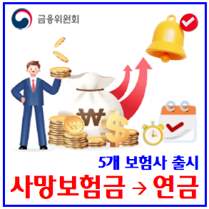  사망보험금 연금선지급 상품출시 (ft. 비과세) : 수령, 5개생보사, 유동화, 연월지급, 전환특약, 대상계약, 신청자격, 기간, 금리확정형, 변액, 연동형, 종신보험, 단기납