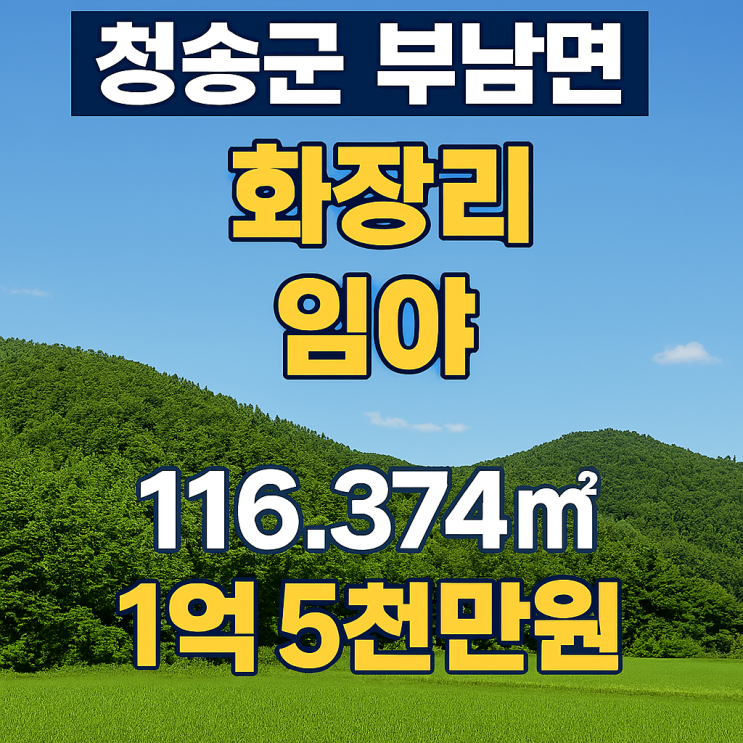   청송군 부남면 화장리 대규모116,374  임야 1억5천만원[임야매매]
