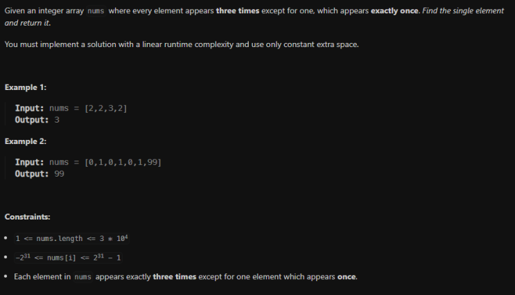  JAVA_LeetCode 137_Single Number II