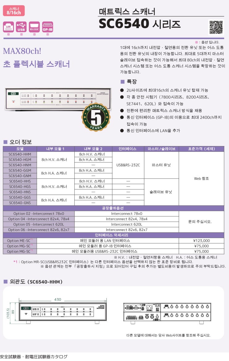  KEISOKU 매트릭스 스캐너 SC6540 시리즈