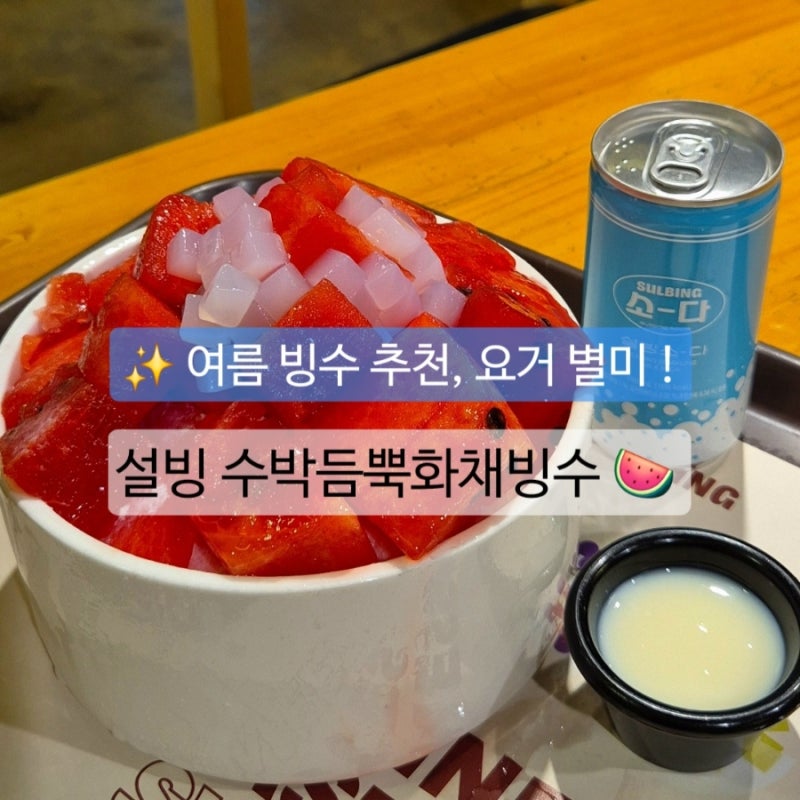 '설빙 수박화채빙수' 솔직 후기  여름에 꼭 먹어야 할 설빙 신메뉴 수박빙수 내돈내산
