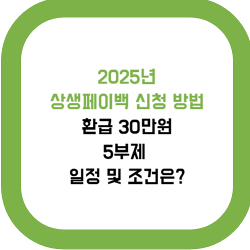  2025년 상생페이백 신청 방법 환급 30만원, 5부제 일정 및 조건은?