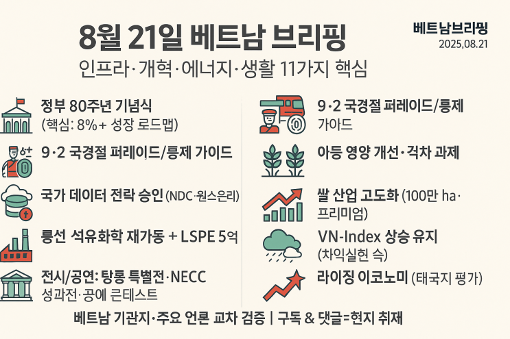 [8월21일 베트남 뉴스를 한눈에!] 인프라·개혁·에너지... 