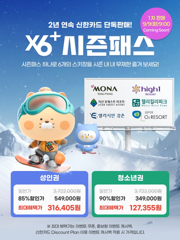  겨울소비요졍, 25/26시즌 X6시즌권, 셔틀버스 가격을 알아보자!