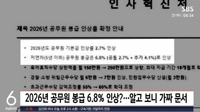  “공무원 급여 6.8% 인상” 퍼진 공문, 알고 보니 가짜였다 