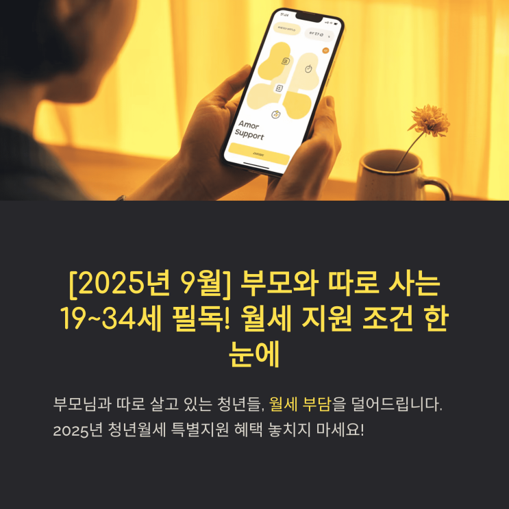 [2025년 9월] 부모와 따로 사는 19~34세 필독 월세 지원 조건 한눈에