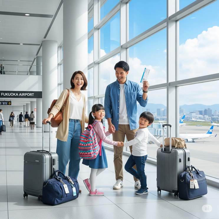  일본 후쿠오카 공항 도심 이동 방법 완벽 가이드 (4인 가족 기준)