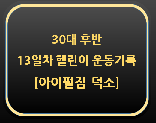  30대 후반 13일차 헬린이 운동기록[아이펄짐 덕소]