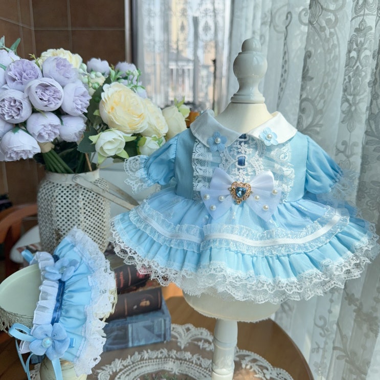  20cm 프레쉬 블루 원피스 세트 인형옷 롱바디 체형 아이돌인형옷