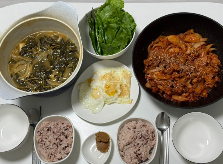 쿠팡 뒷다리불고기 추천템 [하이포크 한돈 뒷다리 불고기용] 으로 만든 제육볶음 한상
